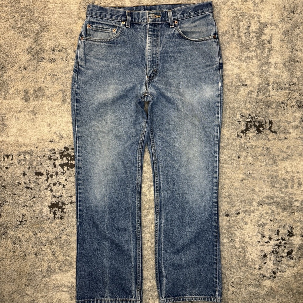 Vintage 90s Levis 517 Bootcut Red Tab Faded Blue Denim Jeans 34x29 USA